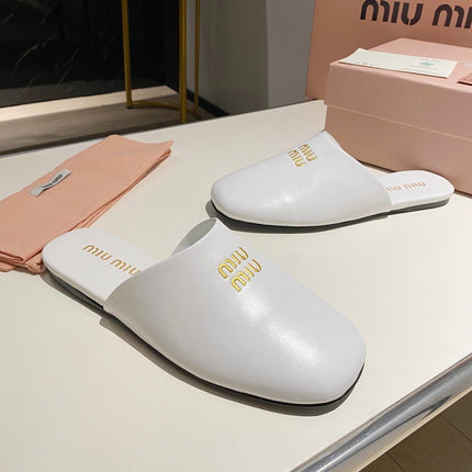 MULES SLIPPERS RETRO WHITE COWHIDE