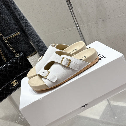 LOEWE 26S EASE SLIDE IN WHITE SUEDE