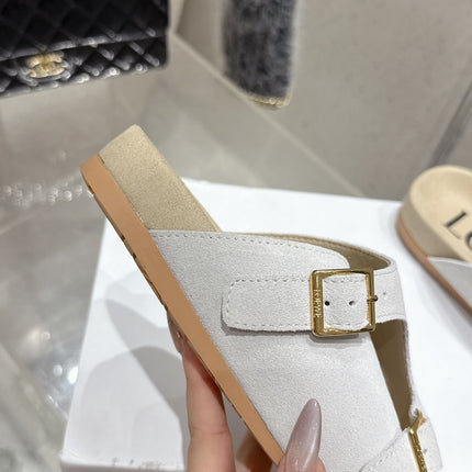 LOEWE 26S EASE SLIDE IN WHITE SUEDE