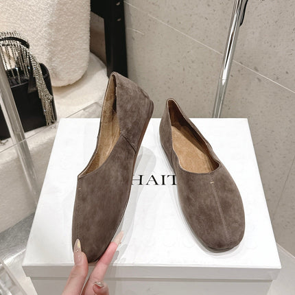 CELINE 26S FLAT SHOES IN TOFFEE BROWN SUEDE