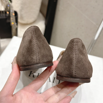 CELINE 26S FLAT SHOES IN TOFFEE BROWN SUEDE