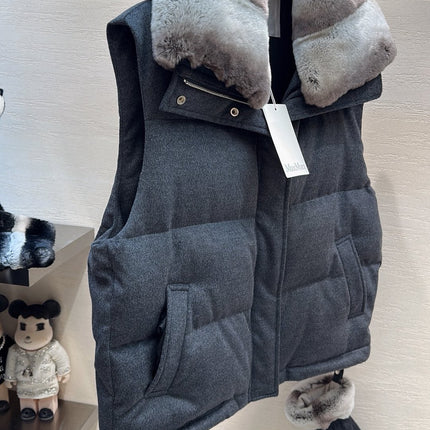 MAX MARA 25S VEST WITH RABBIT FUR COLLAR 057