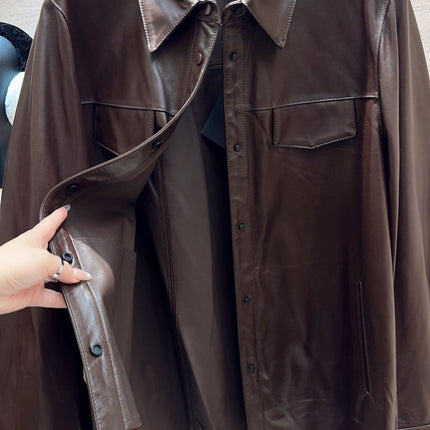 PRADA 25S LEATHER SHIRT JACKET 452