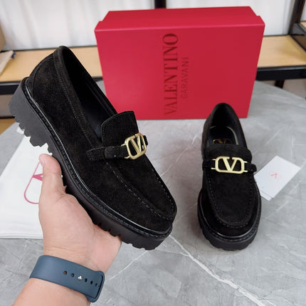 VALENTINO 26S LOAFERS IN BLACK SUEDE