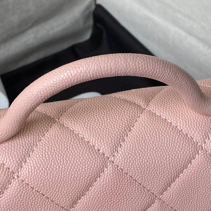 CHANEL 25S FLAP BAG 18 CM IN LIGHT PINK GRAINED LAMBSKIN WITH TOP HANDLE