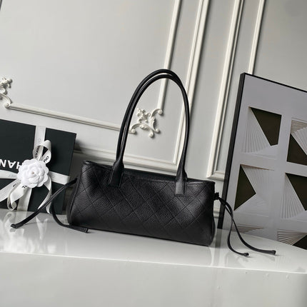 CHANEL 26S BOWLING BAGUETTE BAG 30CM IN BLACK CAVIAR CALFSKIN