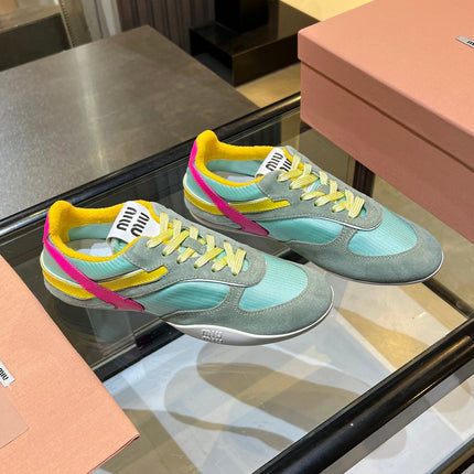 MIUMIU 26S SNEAKERS IN MULTICOLOR FABRIC AND SUEDE
