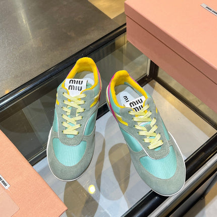 MIUMIU 26S SNEAKERS IN MULTICOLOR FABRIC AND SUEDE