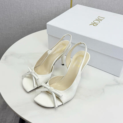 DIOR 26S HIGH-HEEL BACK-STRAP SHOES IN WHITE SATIN