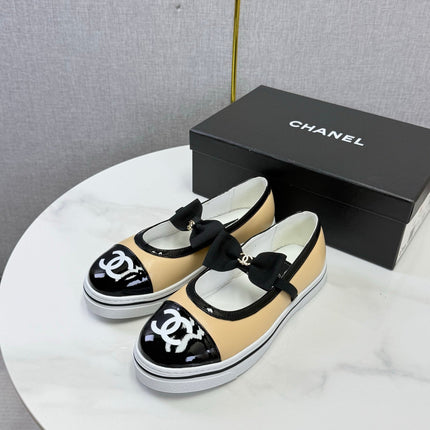 CHANEL 26S MARY JANE SNEAKERS IN BEIGE CALFSKIN