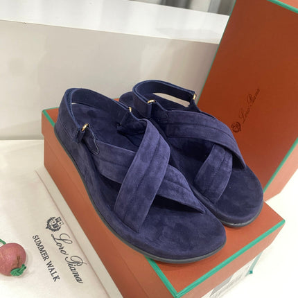 LP 26S CROSS-STRAP SANDALS IN NAVY BLUE SUEDE