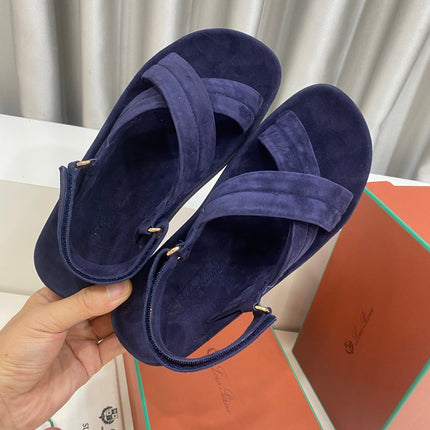 LP 26S CROSS-STRAP SANDALS IN NAVY BLUE SUEDE