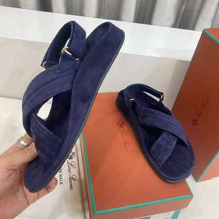 LP 26S CROSS-STRAP SANDALS IN NAVY BLUE SUEDE
