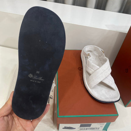 LP 26S CROSS-STRAP SANDALS IN OFF WHITE SUEDE