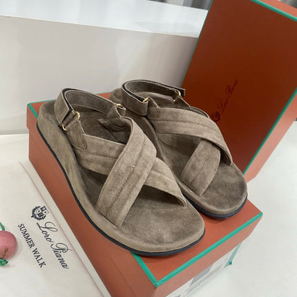 LP 26S CROSS-STRAP SANDALS IN GRAY BROWN SUEDE