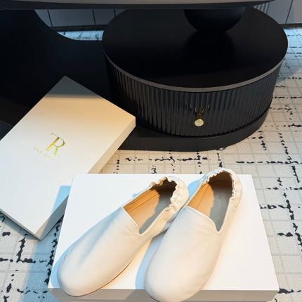 THE ROW 26S LOAFERS IN WHITE CALFSKIN