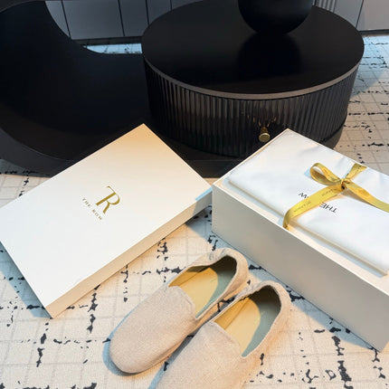THE ROW 26S LOAFERS IN LIGHT BEIGE CANVAS