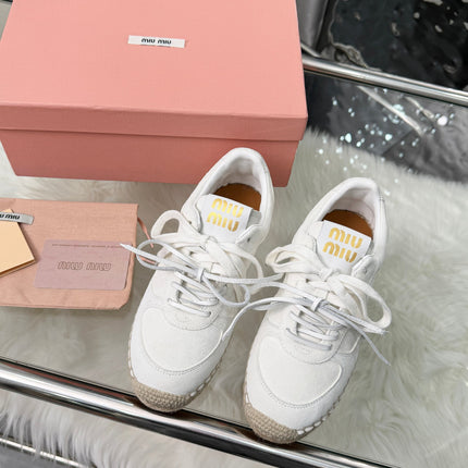 MIUMIU 26S SNEAKERS IN WHITE SUEDE