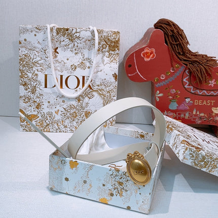 DIOR 26S BELT 25 MM IN CREAM WHITE CALFSKIN 641878