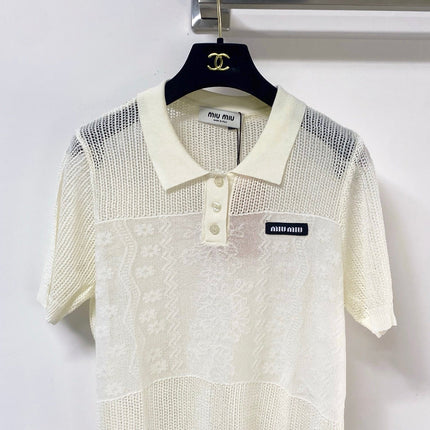 MIUMIU 26S KNIT SHORT SLEEVE POLO SHIRT 1219