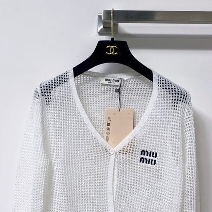 MIUMIU 26S CAMI TOP & OPEN KNIT CROPPED CARDIGAN SET 1172