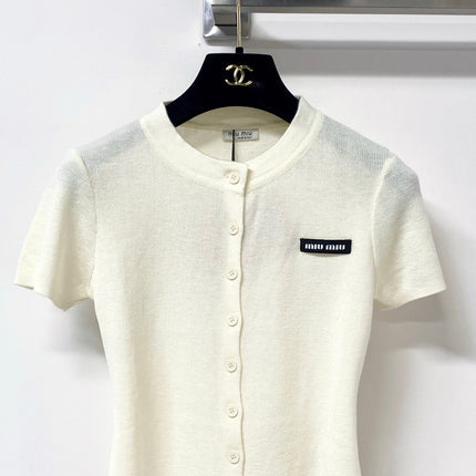 MIUMIU 26S SHORT SLEEVE KNIT CARDIGAN TOP 1240