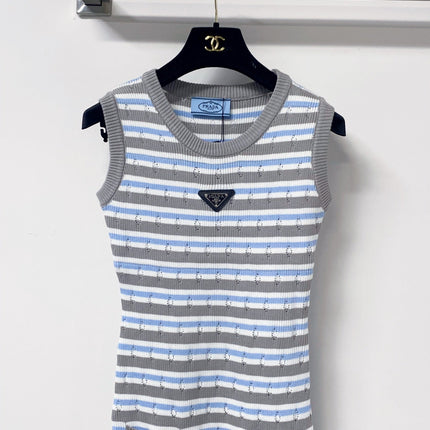 PRADA 26S SLEEVELESS STRIPED KNIT DRESS 1188