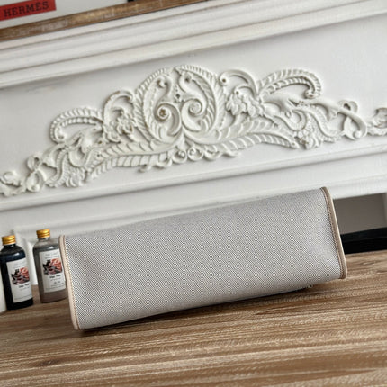 ZIP CABINE 31 BAG IN PALE GRAY CANVAS AND BLACK CALFSKIN