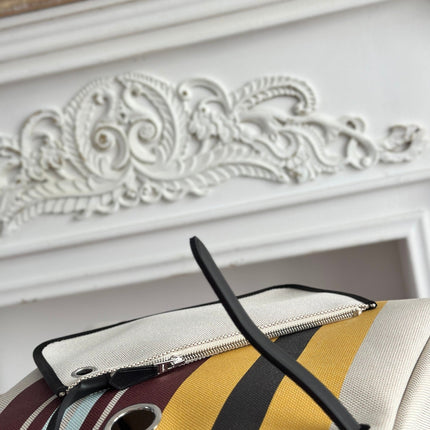 HERBAG ZIP 31 LAQUERED BAG IN BROWN MIX YELLOW H PLUME CANVAS
