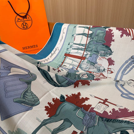 HERMES 26S SCARF 140 IN CASHMERE AND SILK 305963