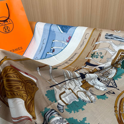 HERMES 26S SCARF 140 IN CASHMERE AND SILK 305967