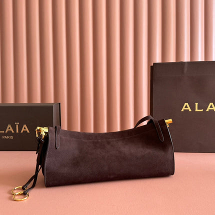 ALAIA 26S LE CLICK BAG 30 IN DARK BROWN GRAINED CALFSKIN