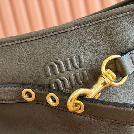 MIUMIU 26S TOTE  31 IN DARK BROWN CALFSKIN