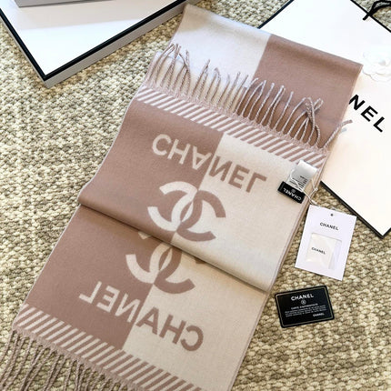 SCARF 184 CM IN ROSY BROWN MIX WHITE MERINO WOOL 393119