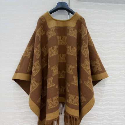 MAX MARA 25S FRINGED KNIT CAPE 165