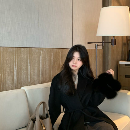 MAX MARA 25S CASHMERE COAT WITH FOX FUR TRIM 203