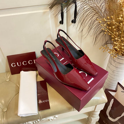 GUCCI 26S SLINGBACK 55 MM IN RED CALFSKIN