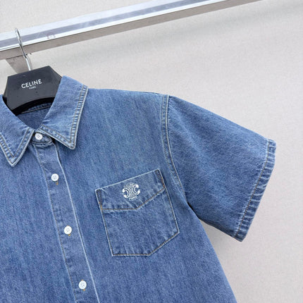 CELINE 26S SHORT SLEEVE DENIM SHIRT 321