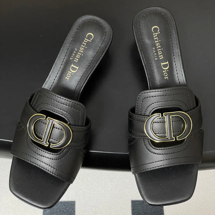 DIOR HIGH HEEL CLASSIC MONTAIGNE 40 MM 25S IN BLACK LAMBSKIN WITH CD LOGO