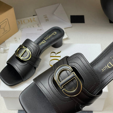 DIOR HIGH HEEL CLASSIC MONTAIGNE 40 MM 25S IN BLACK LAMBSKIN WITH CD LOGO