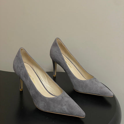 GIANVITO ROSSI 26S HIGH HEELS 85 MM IN DARK GREY SUEDE
