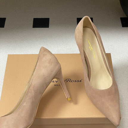 GIANVITO ROSSI 26S HIGH HEELS 85 MM IN NUDE SUEDE