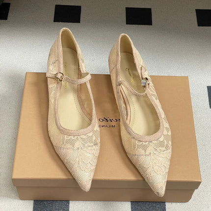 GIANVITO ROSSI 26S MARY JANE IN NUDE LACE