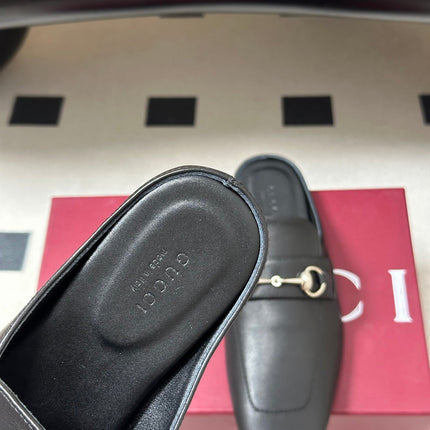 GUCCI 26S HORSEBIT LOAFER MULES IN BLACK CALFSKIN
