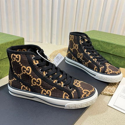 GG Tennis 1977 High Top Sneaker  Black Brown Caro
