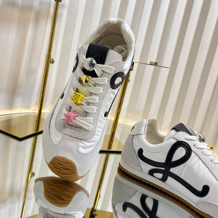 LOEWE 26S RUNNER 2.0 SNEAKERS IN WHITE FABRIC AND SUEDE