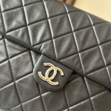CHANEL 25S SHOULDER BAG 40 IN BLACK CAVIAR WITH SILVER HARDWARE