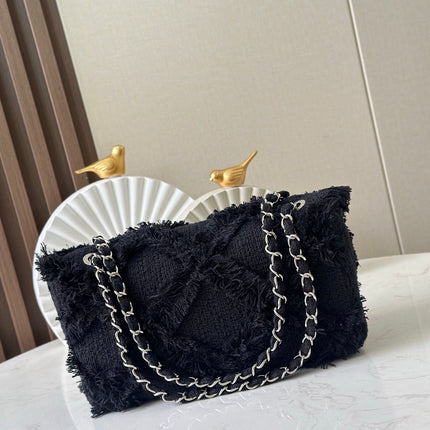 CHANEL 26S FLAP BAG 27 IN BLACK TWEED