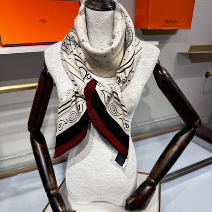 HERMES 26S SCARF 140 IN SILK AND CASHMERE 495970