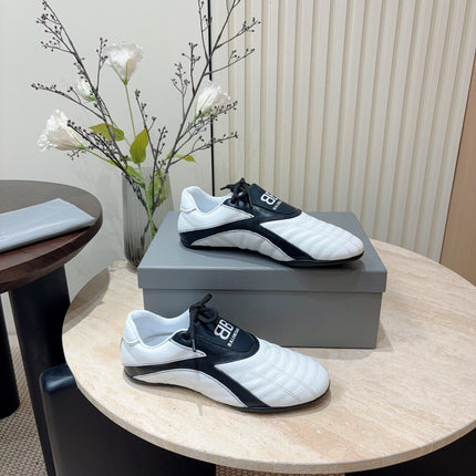 SOCCER SNEAKER IN WHITE MIX BLACK QUILTED LAMBSKIN